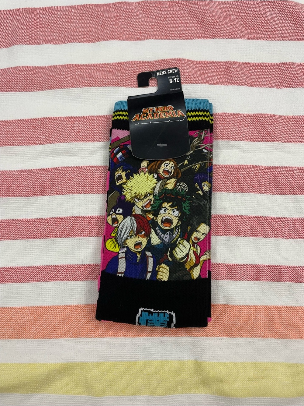 Men’s My Hero Academia Crew Socks in Black and Multicolor